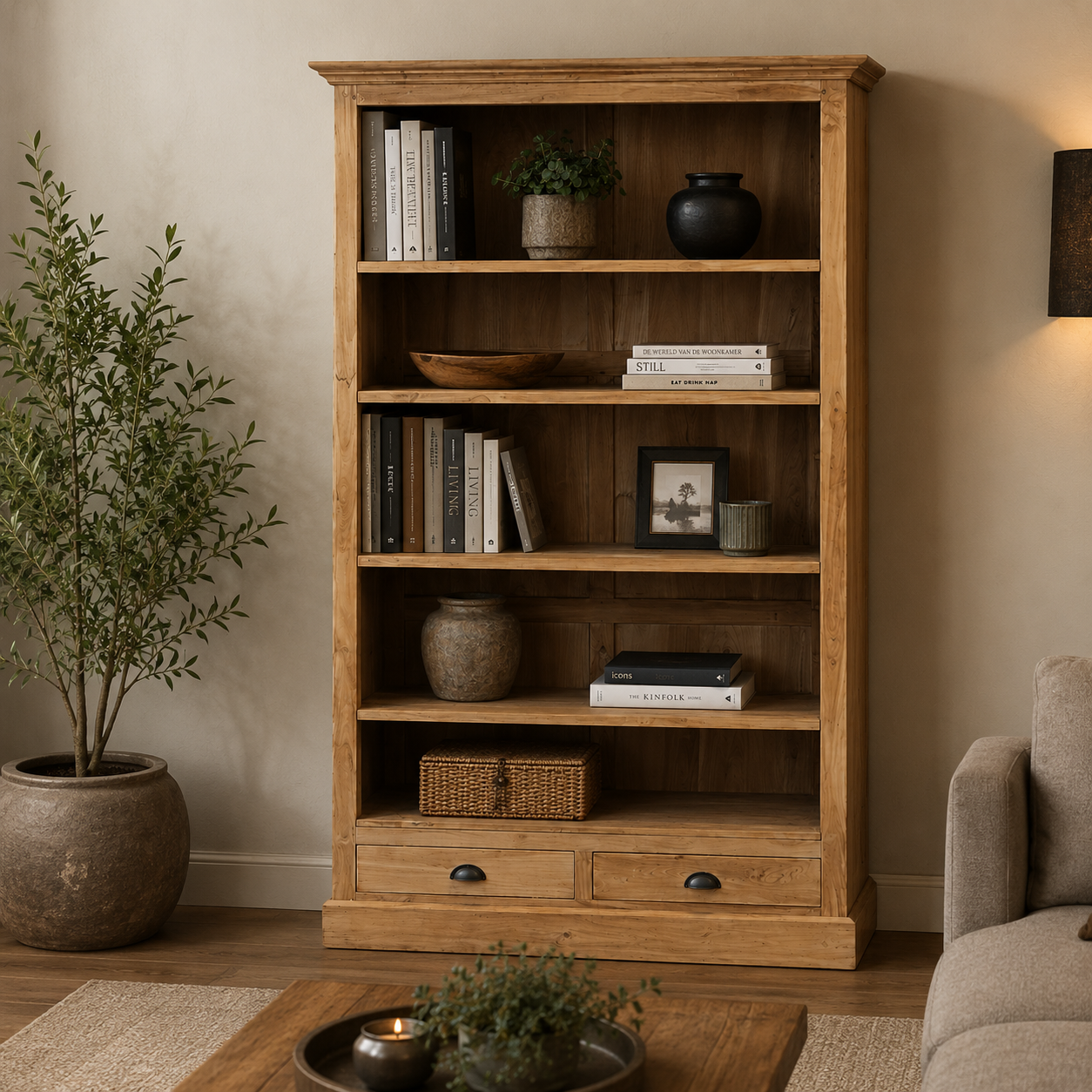 Boekenkast teakhout W40