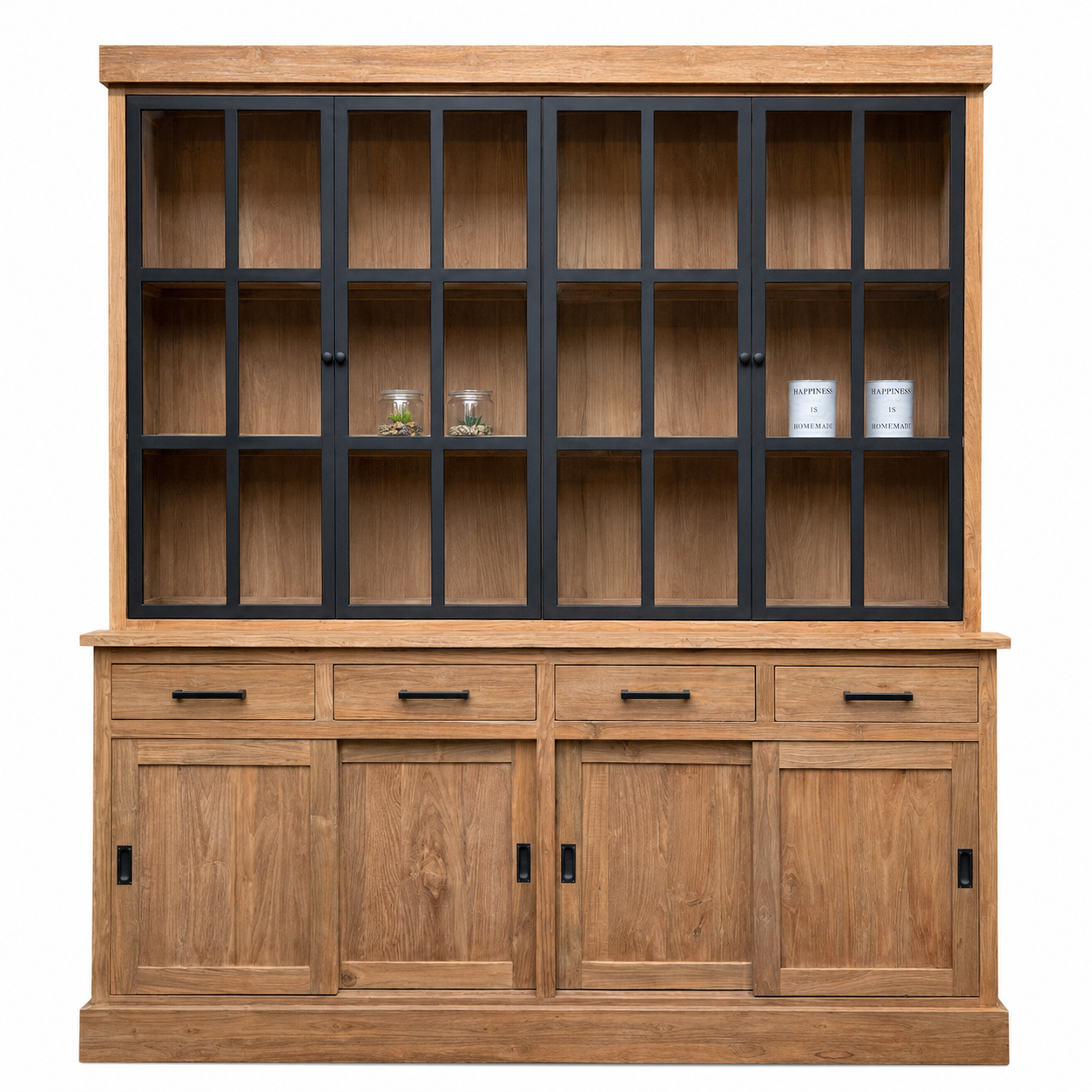 Vitrinekast Lotte teakhout 200 cm Dessa