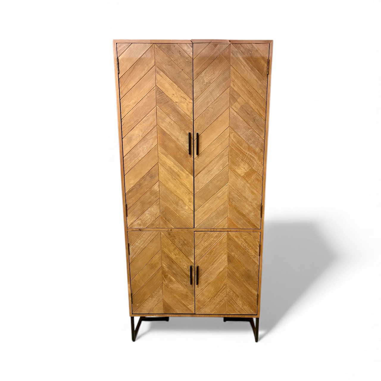 kast teakhout visgraat motief