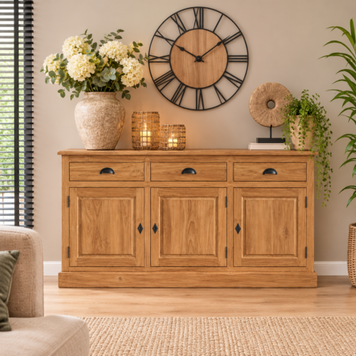 Dressoir W22 3 deuren 3 laden teak