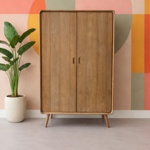 Hoge kast Kiki teak 2 deuren