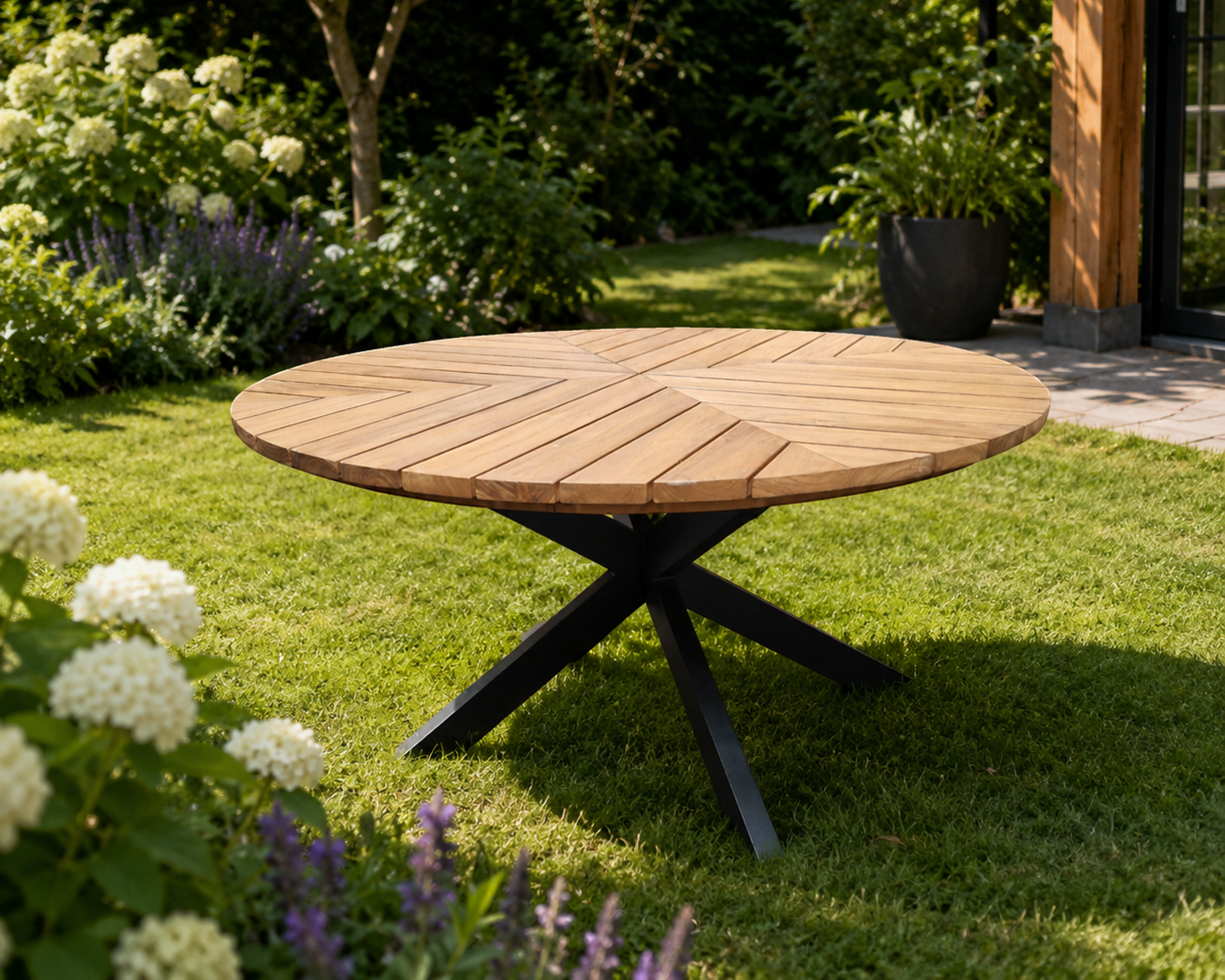 Tuintafel teak rond