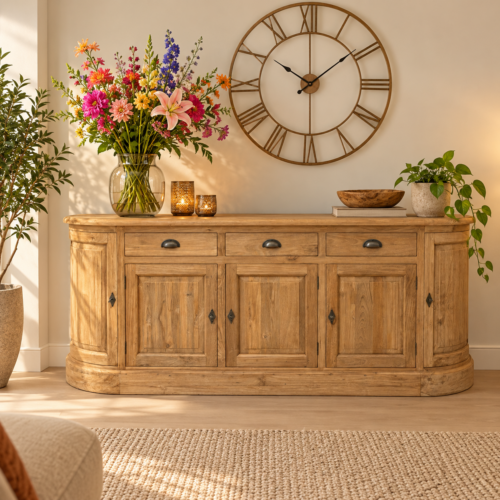 Dressoir 240 cm ovaal teak